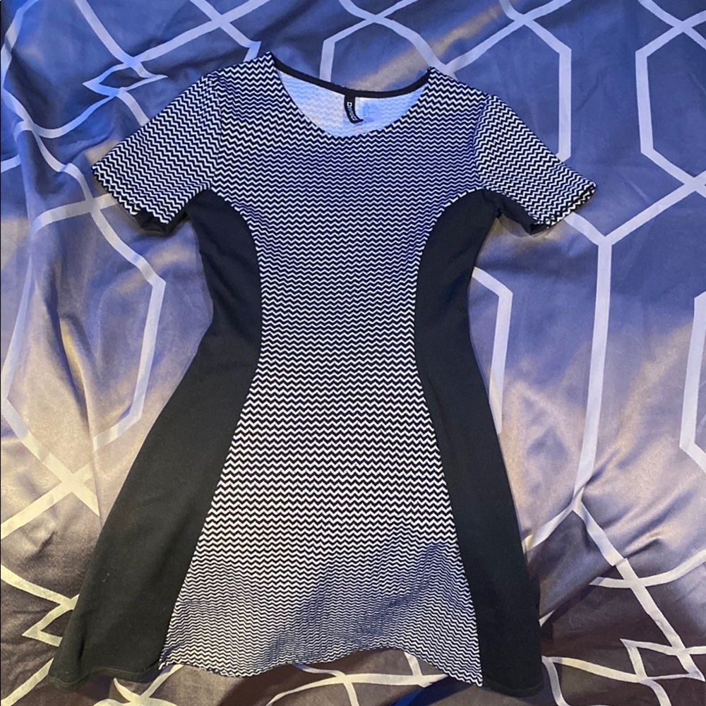Divided Black and White Sheath Mini Dress